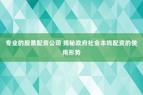 专业的股票配资公司 揭秘政府社会本钱配资的使用形势