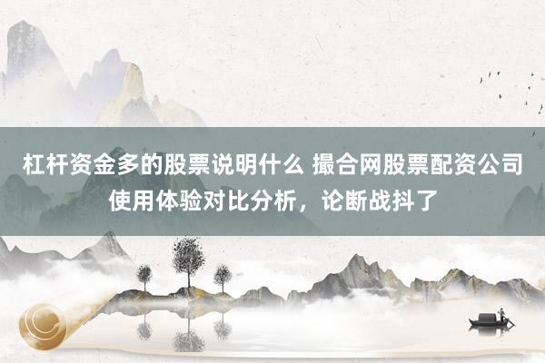 杠杆资金多的股票说明什么 撮合网股票配资公司使用体验对比分析，论断战抖了