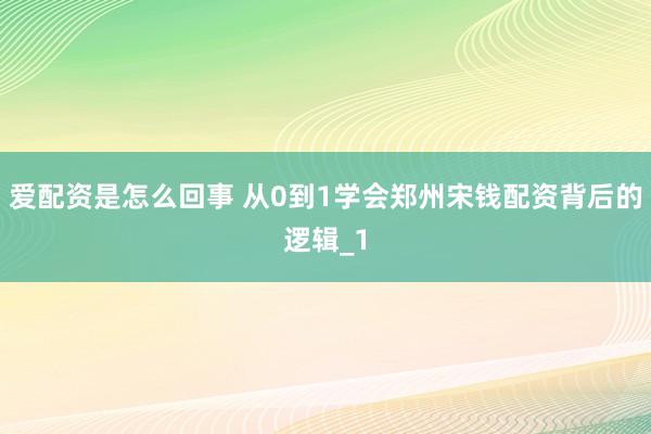 爱配资是怎么回事 从0到1学会郑州宋钱配资背后的逻辑_1