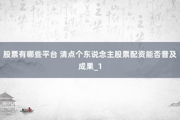股票有哪些平台 清点个东说念主股票配资能否普及成果_1