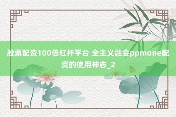 股票配资100倍杠杆平台 全主义融会ppmone配资的使用神志_2