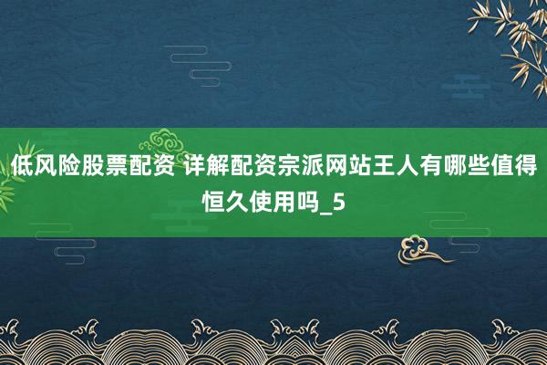 低风险股票配资 详解配资宗派网站王人有哪些值得恒久使用吗_5