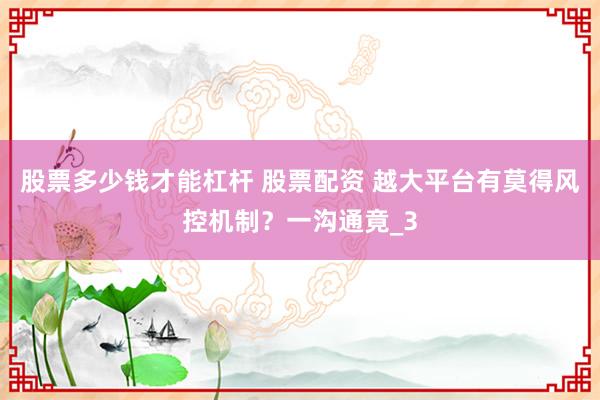 股票多少钱才能杠杆 股票配资 越大平台有莫得风控机制？一沟通竟_3