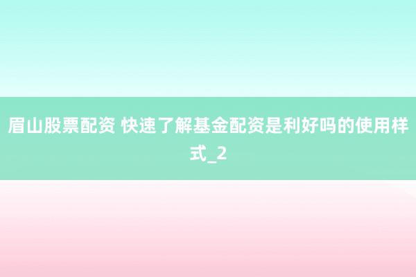 眉山股票配资 快速了解基金配资是利好吗的使用样式_2