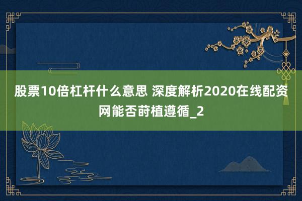 股票10倍杠杆什么意思 深度解析2020在线配资网能否莳植遵循_2
