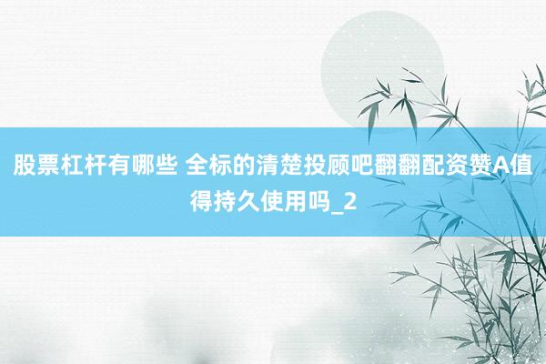 股票杠杆有哪些 全标的清楚投顾吧翻翻配资赞A值得持久使用吗_2