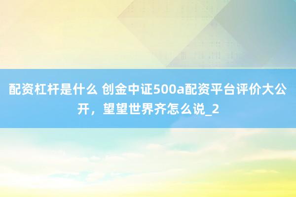 配资杠杆是什么 创金中证500a配资平台评价大公开，望望世界齐怎么说_2