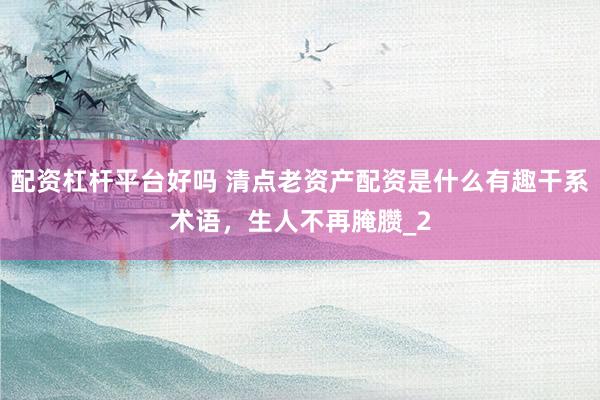 配资杠杆平台好吗 清点老资产配资是什么有趣干系术语，生人不再腌臜_2