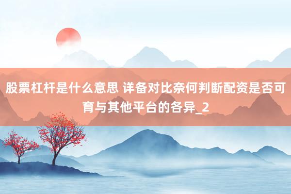 股票杠杆是什么意思 详备对比奈何判断配资是否可育与其他平台的各异_2