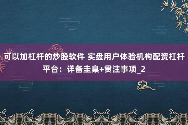可以加杠杆的炒股软件 实盘用户体验机构配资杠杆平台：详备圭臬+贯注事项_2