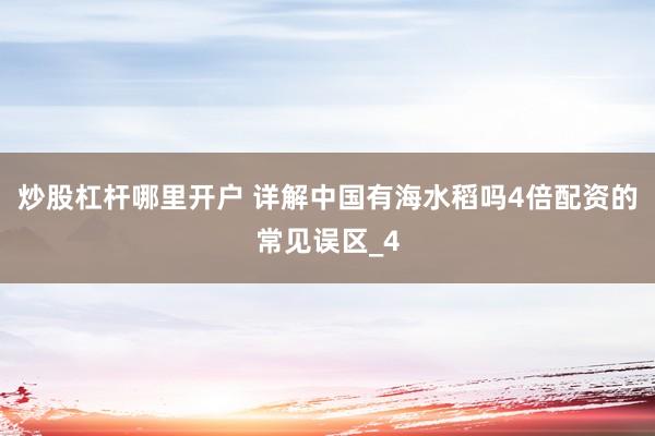 炒股杠杆哪里开户 详解中国有海水稻吗4倍配资的常见误区_4
